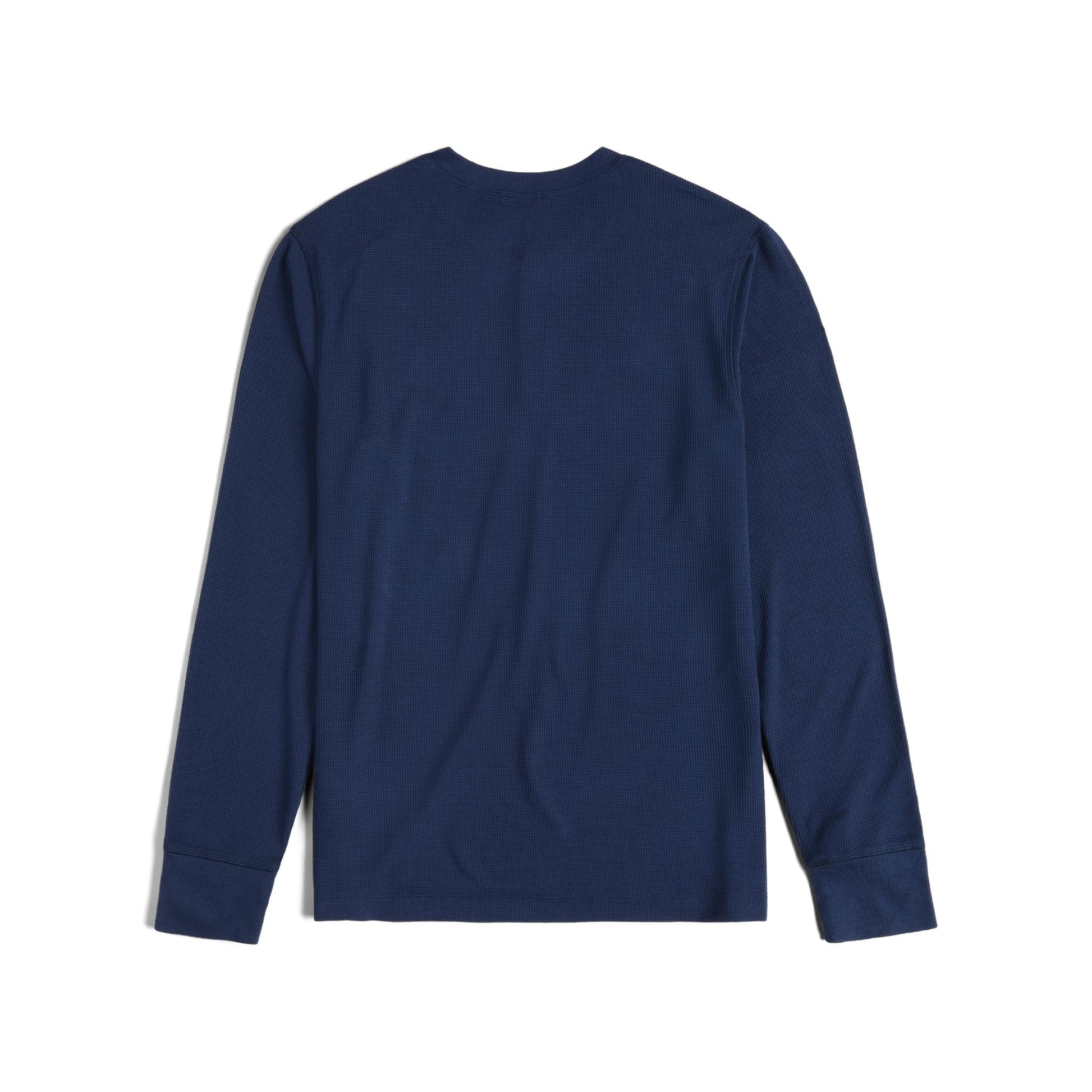 Back View of Topo Designs Global Waffle Henley - Men's in "Midnight"