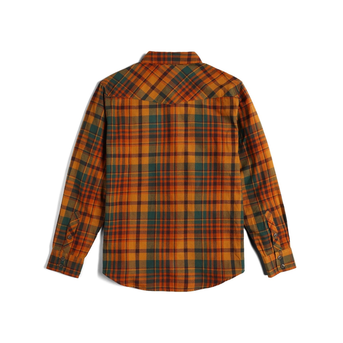 Back View of Topo Designs Mountain Shirt Long Sleeve - Men's in "Chai Multi"