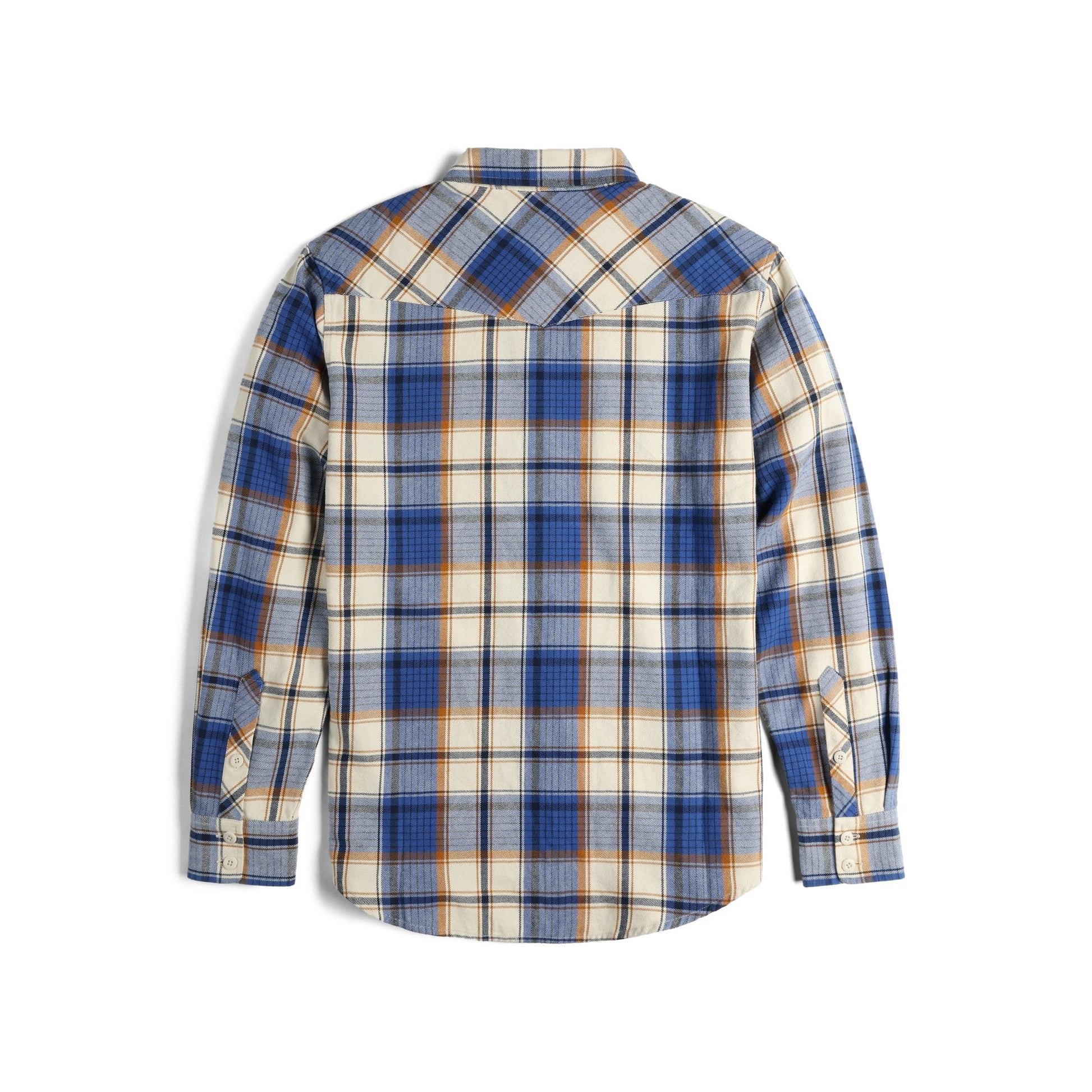 Back View of Topo Designs Mountain Shirt Long Sleeve - Men's in "Midnight / Cobalt Multi"