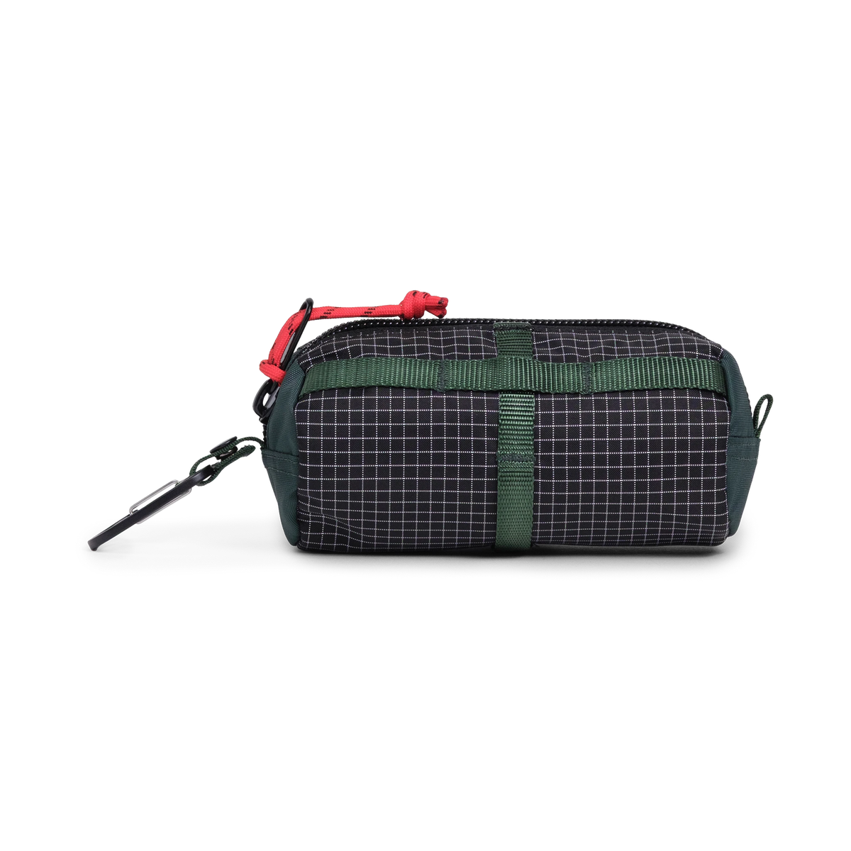 Back view of Topo Designs Burrito Bag Ripstop in "Black / White Grid"