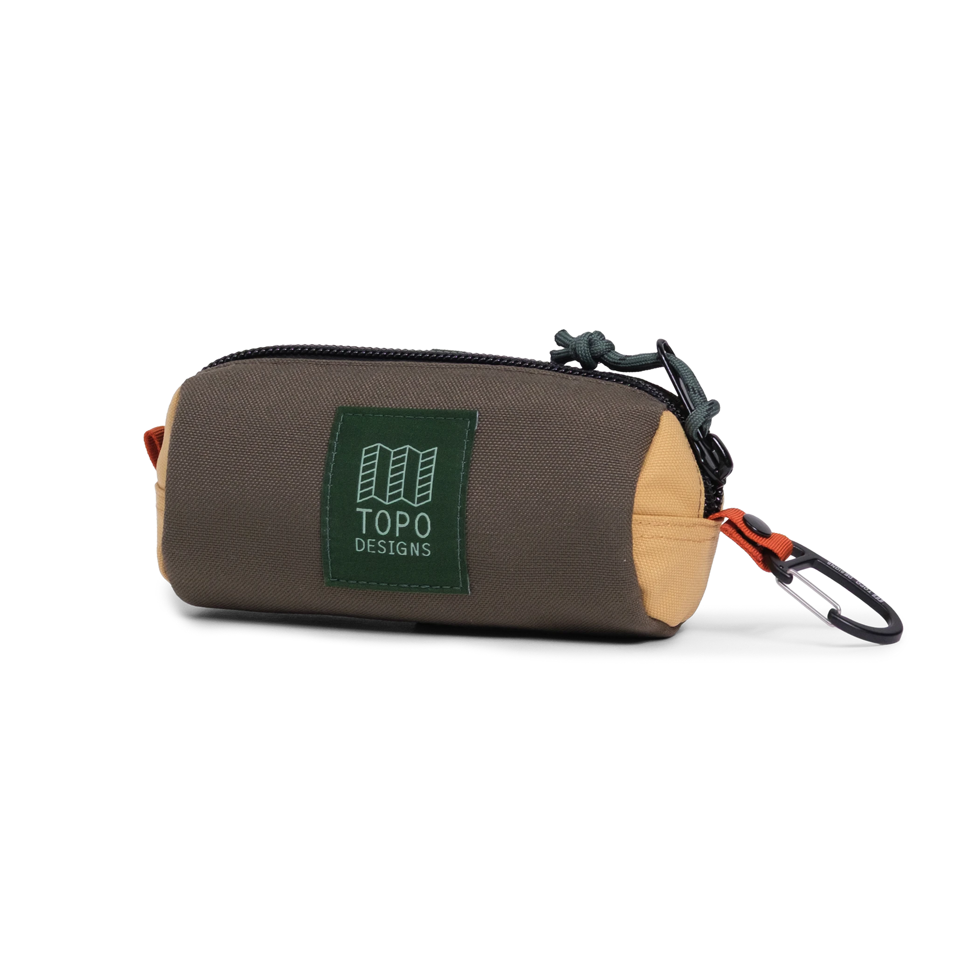 Front Quarter View of Topo Designs Burrito Bag in "Woodland / Goldenrod"
