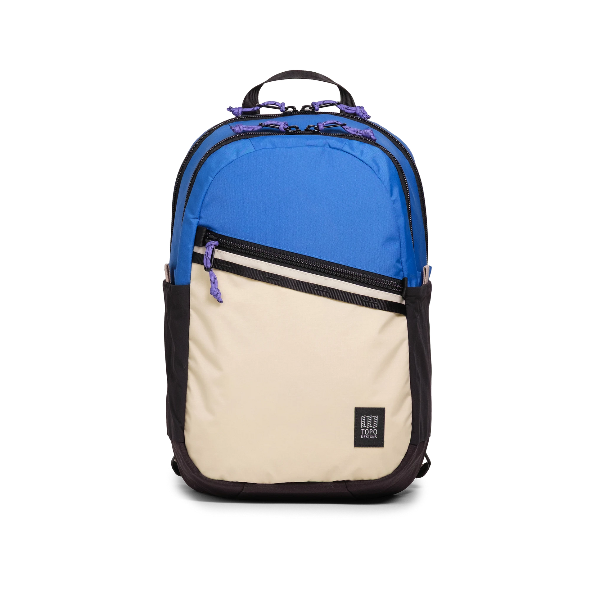 Front View of Topo Designs Commuter Backpack in "Classic Blue / Bone White"