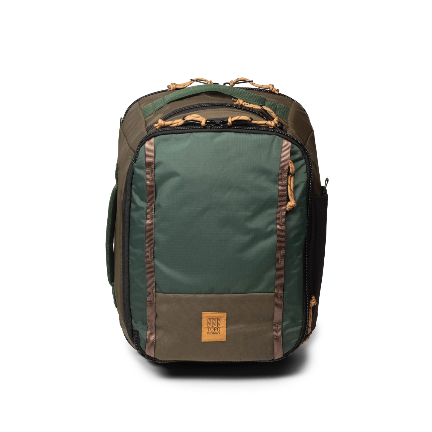 Front View of Topo Designs Global Travel Backpack  in "Woodland / Forest"