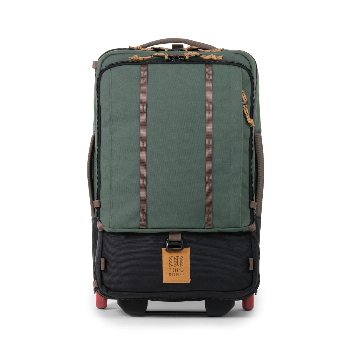 Front view of Topo Designs Global Travel Bag Roller in "Woodland / Forest"