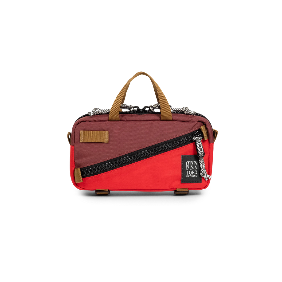 Front view of Topo Designs Mini Quick Pack in "Maroon / Salsa"