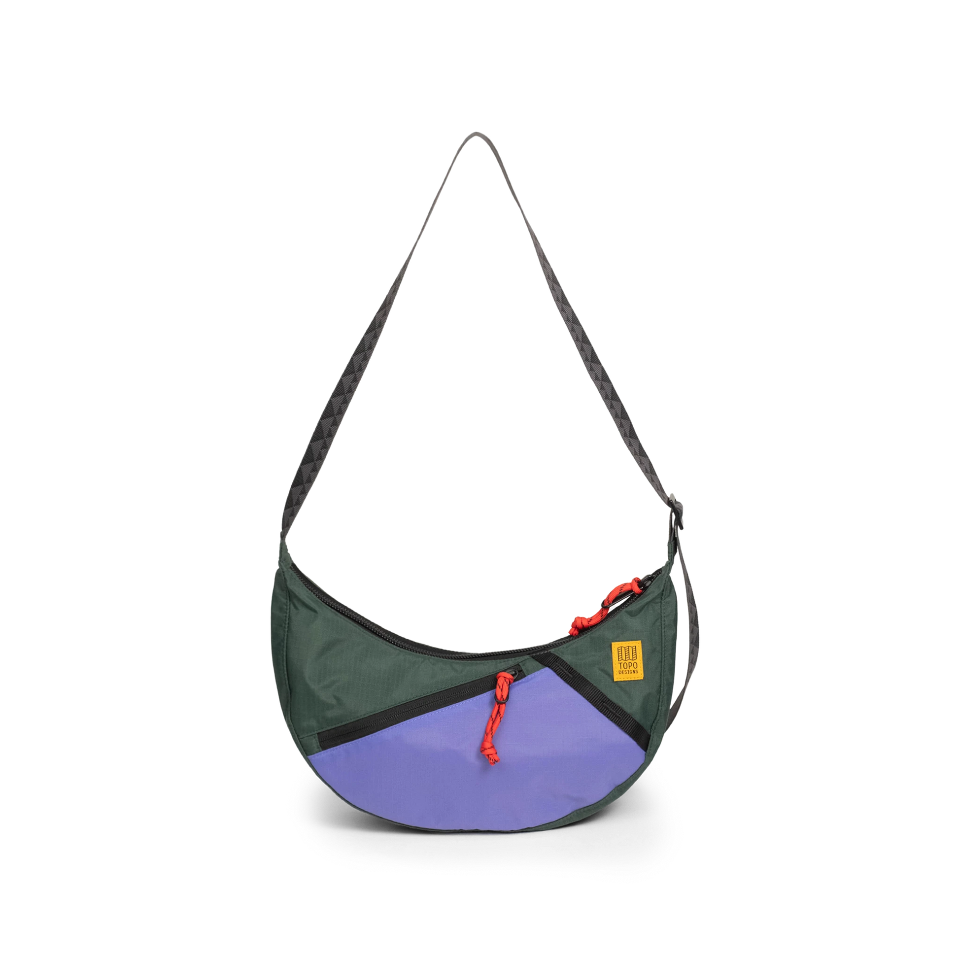 Front View of Topo Designs Moonlight Crossbody Bag in "Very Peri / Forest"