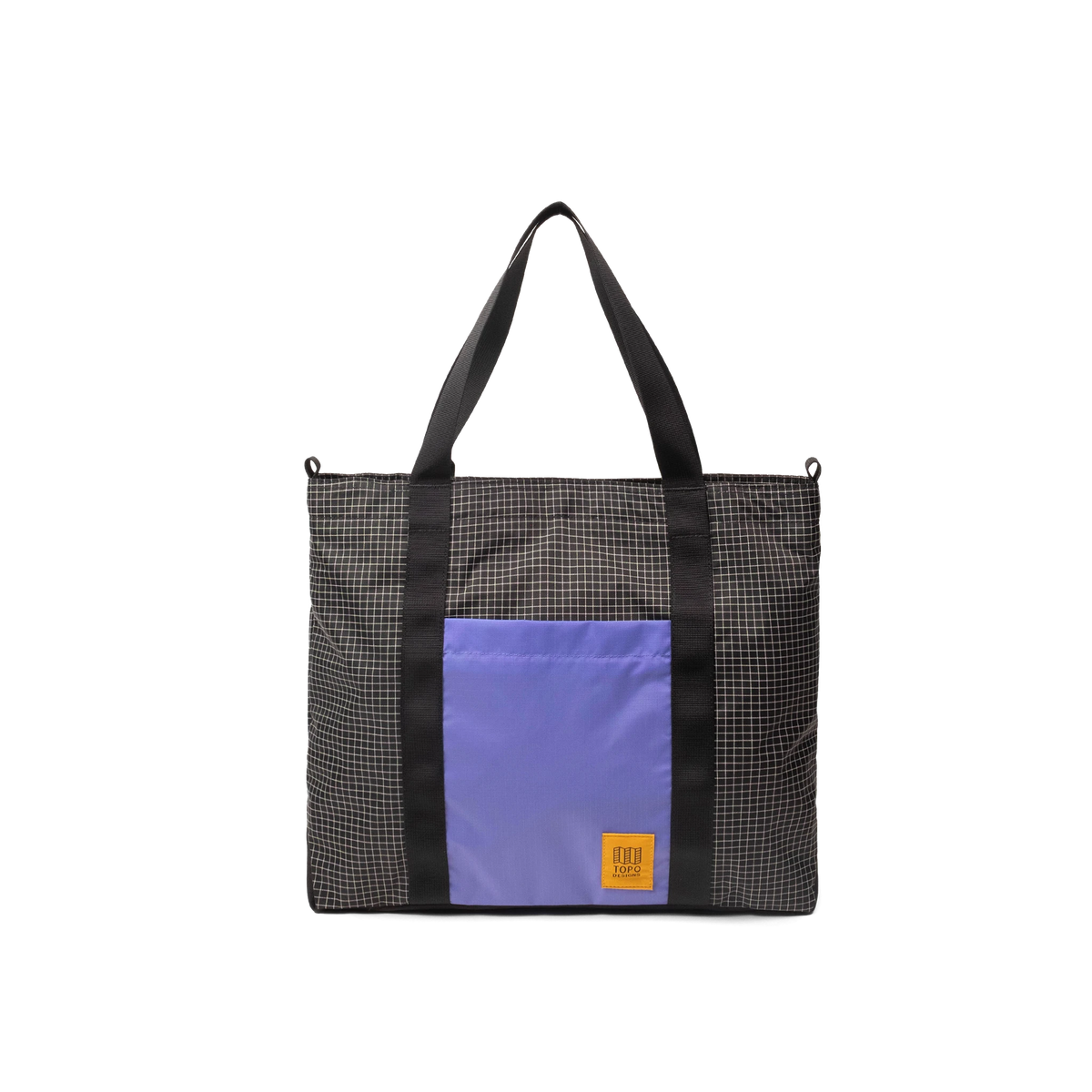 Front view of Topo Designs Mountain Essential Tote in "Grid / Very Peri"