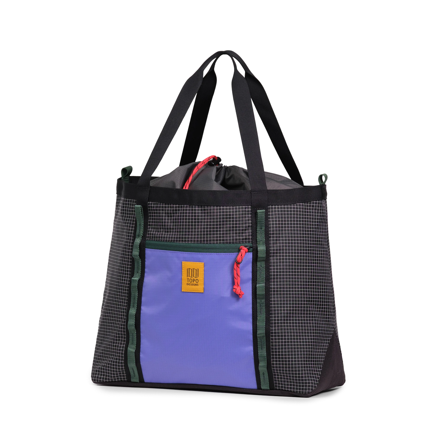 Front View of Topo Designs Mountain Utility Tote in "Grid / Very Peri"