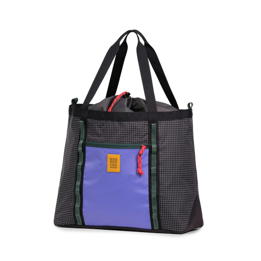 Front View of Topo Designs Mountain Utility Tote in "Grid / Very Peri"