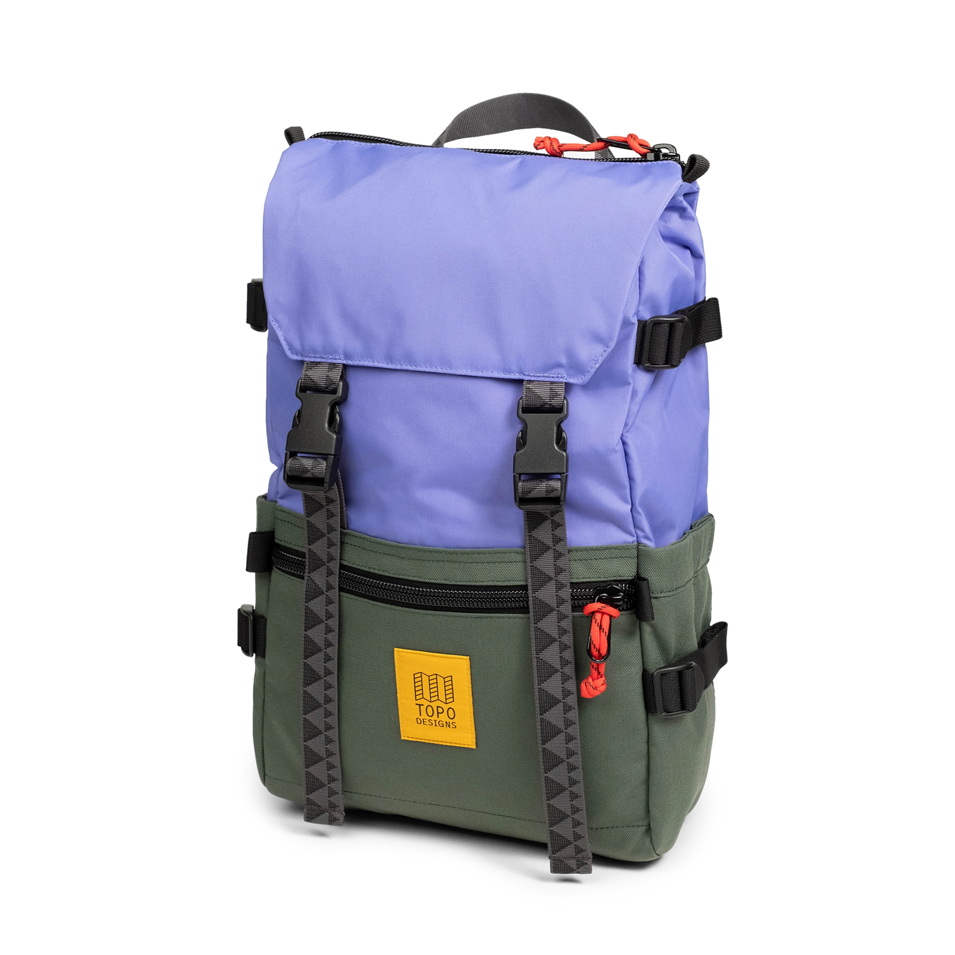 Front View of Topo Designs Rover Pack Classic in "Very Peri / Forest"