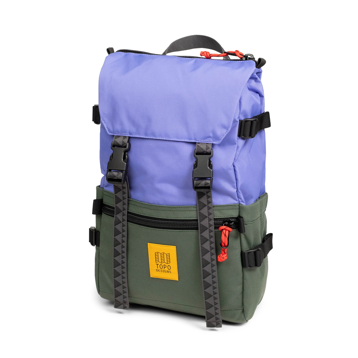 Front View of Topo Designs Rover Pack Classic in "Very Peri / Forest"