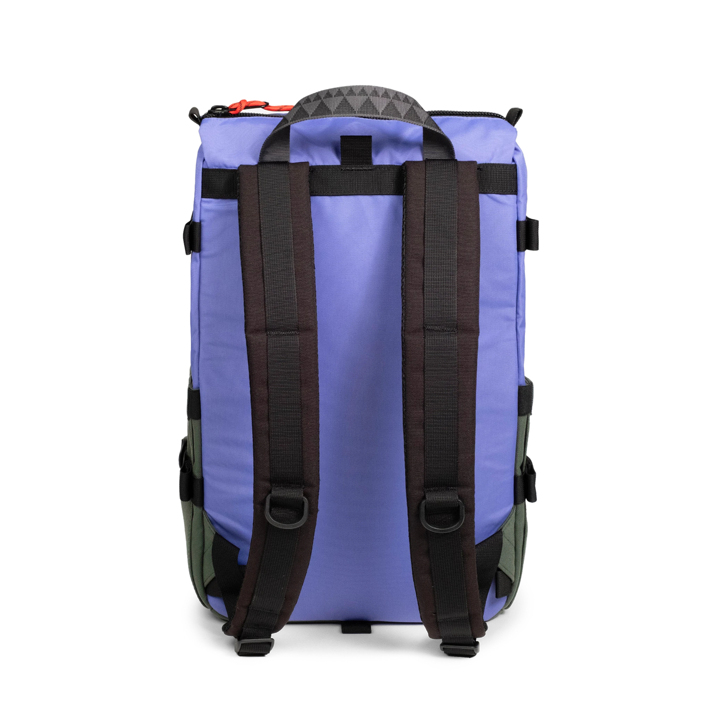 Back View of Topo Designs Rover Pack Classic in "Very Peri / Forest"