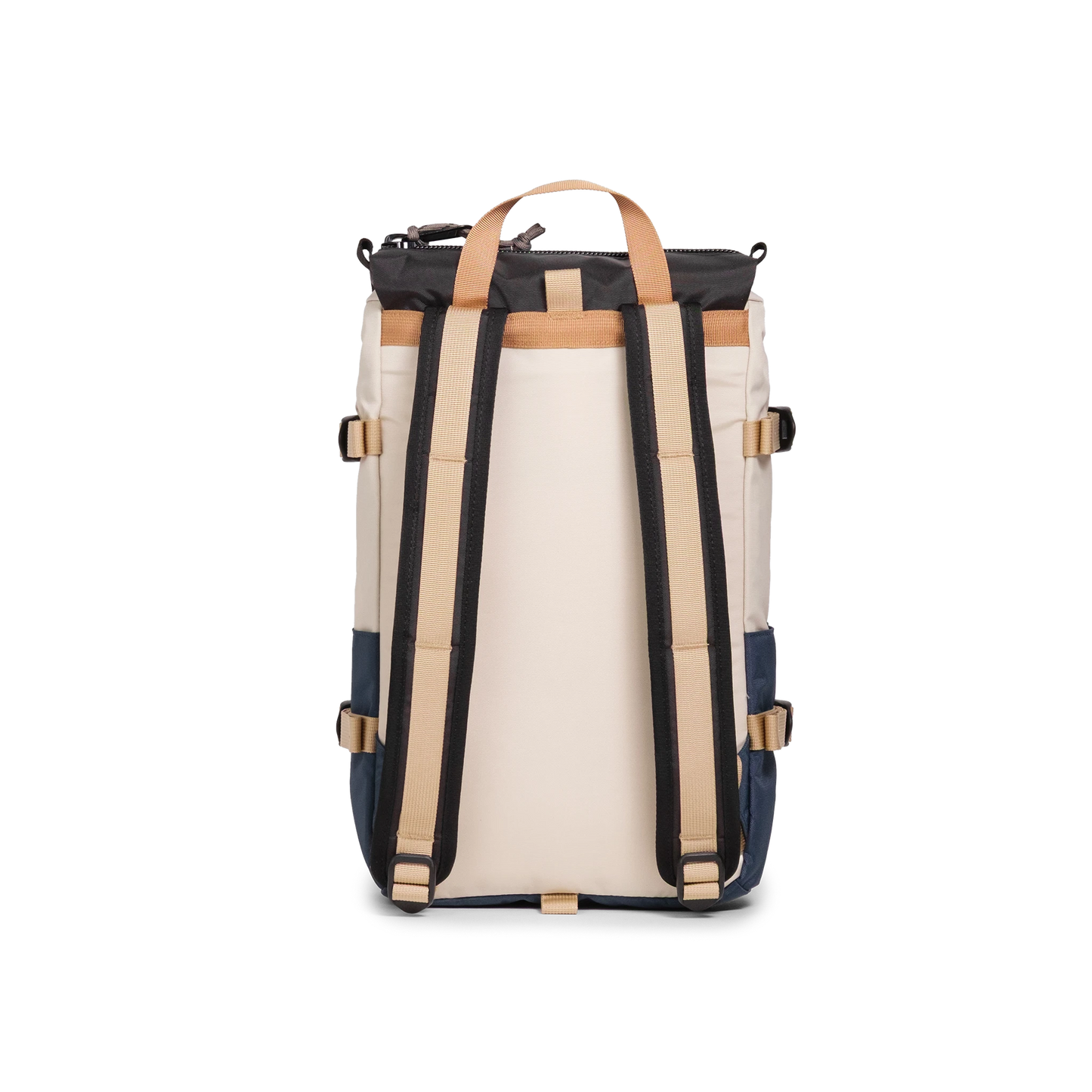 Back View of Topo Designs Rover Pack Mini in "Bone White / Pond Blue"