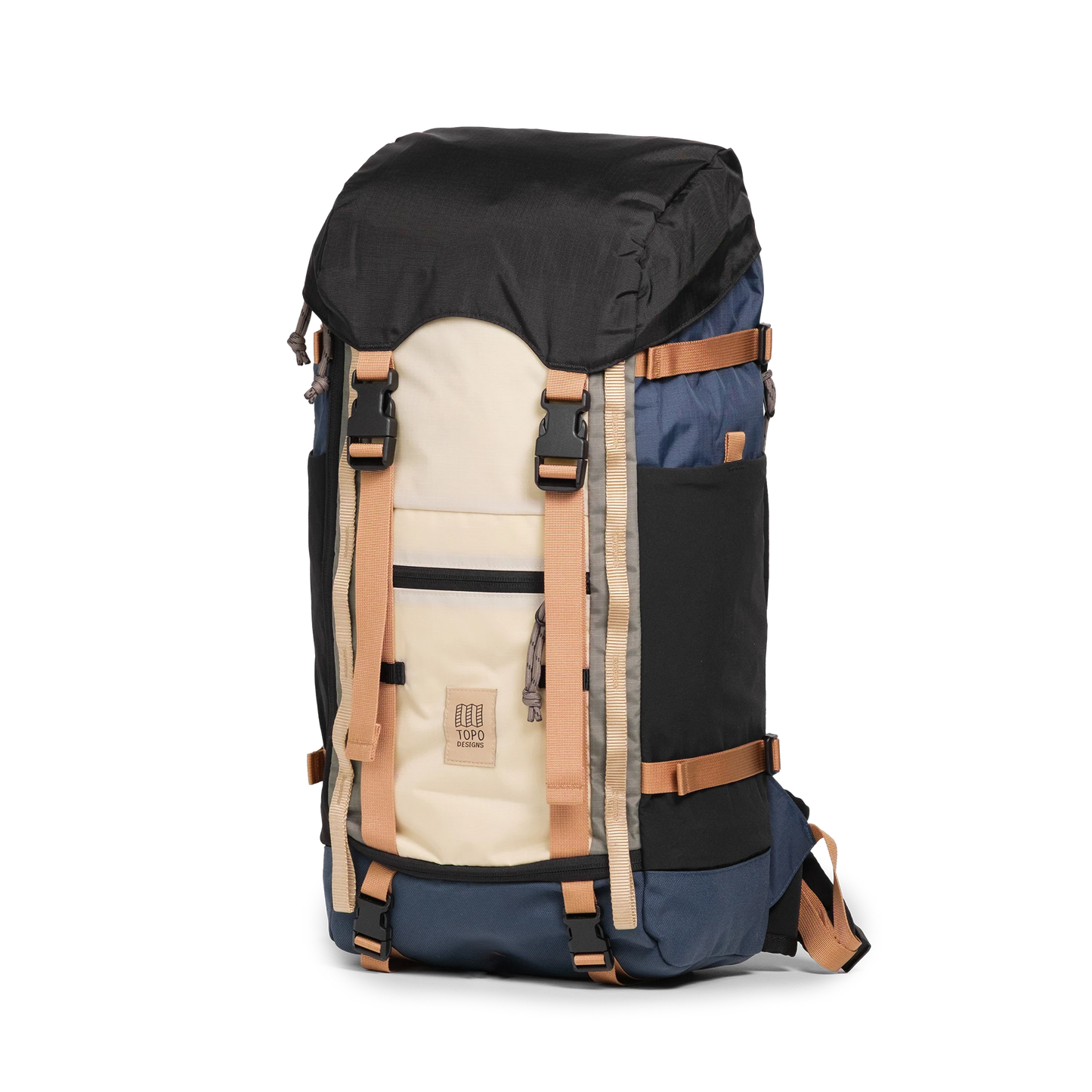 Front View of Topo Designs Rover Trail Pack 22L in "Bone White / Pond Blue"