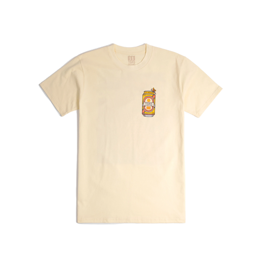 Front shot of Topo Designs x CCH x Pine Printshop Urban Angler Tee in "Butter"