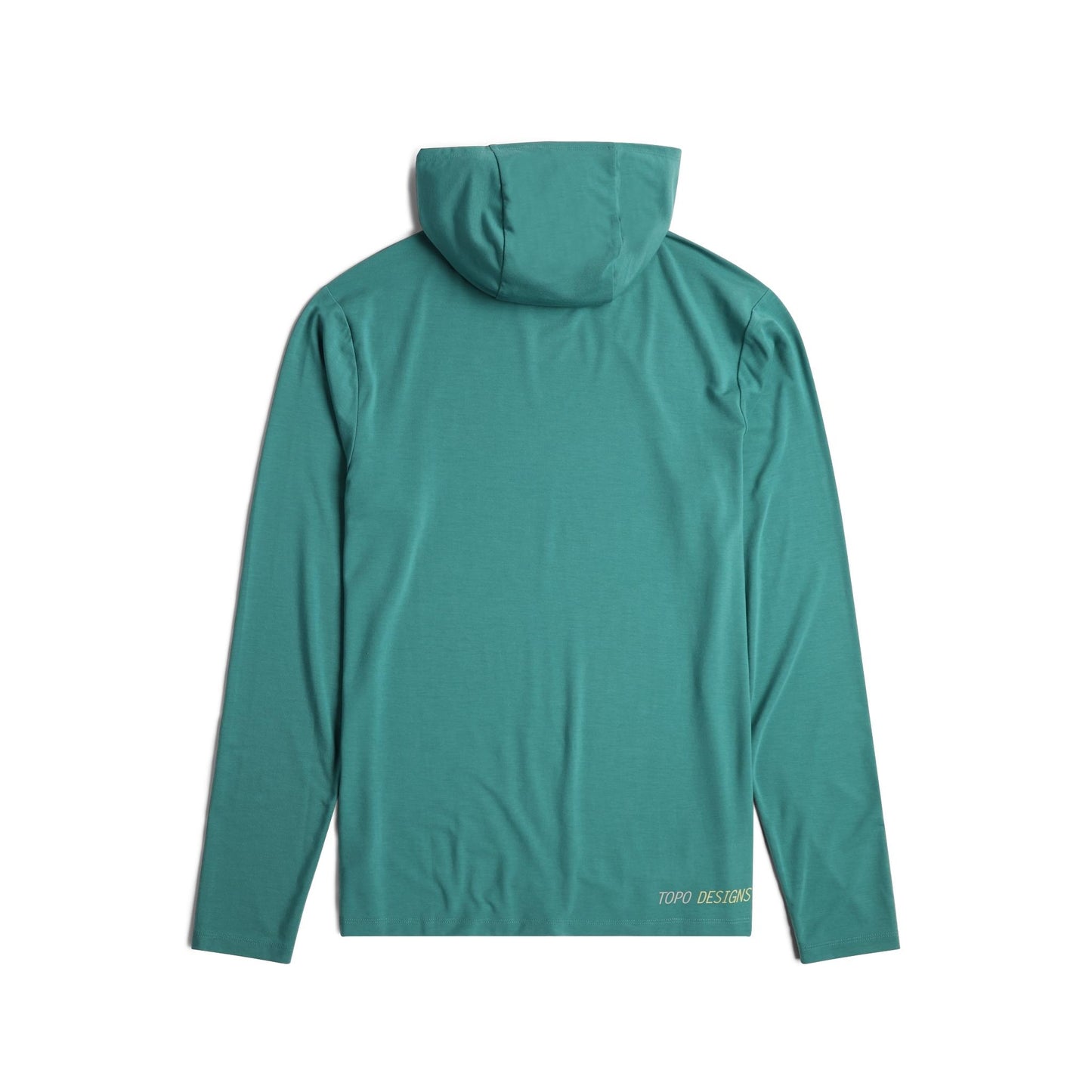 Back View of Topo Designs Global Tek Hoodie - Men's in "Caribbean"