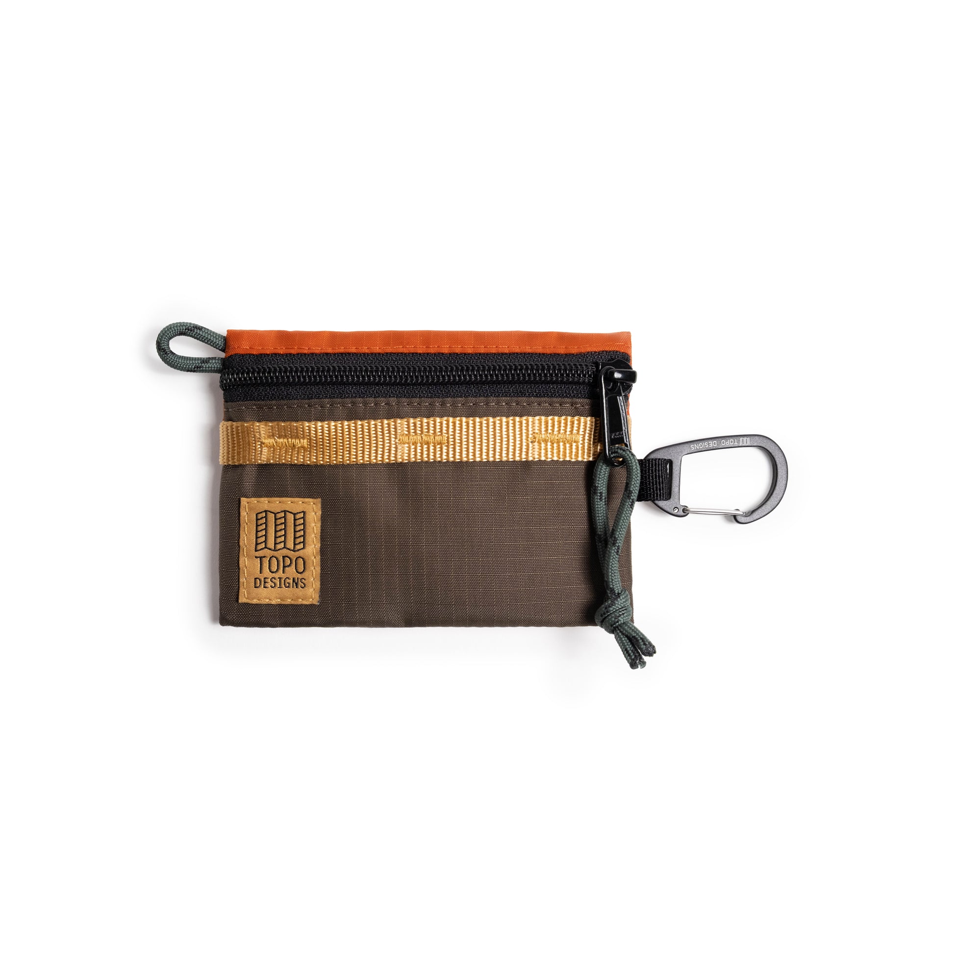 Front View of Topo Designs Accessory Bag - Mountain in "Woodland / Terracotta"