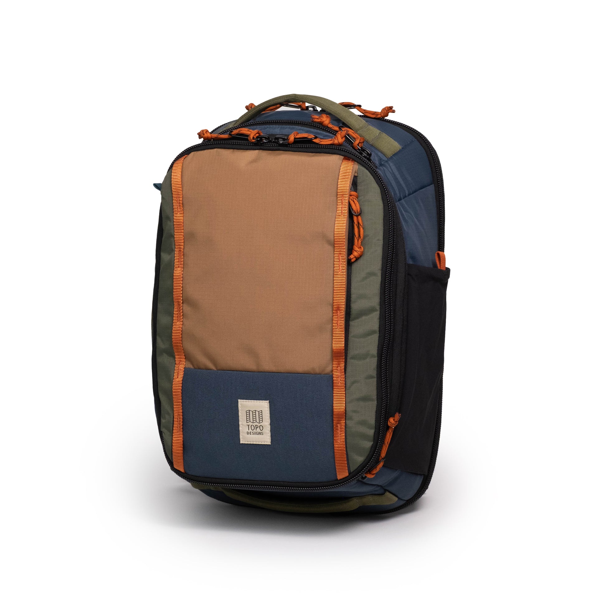 Front View of Topo Designs Global Travel Backpack  in "Olive / Dark Khaki"