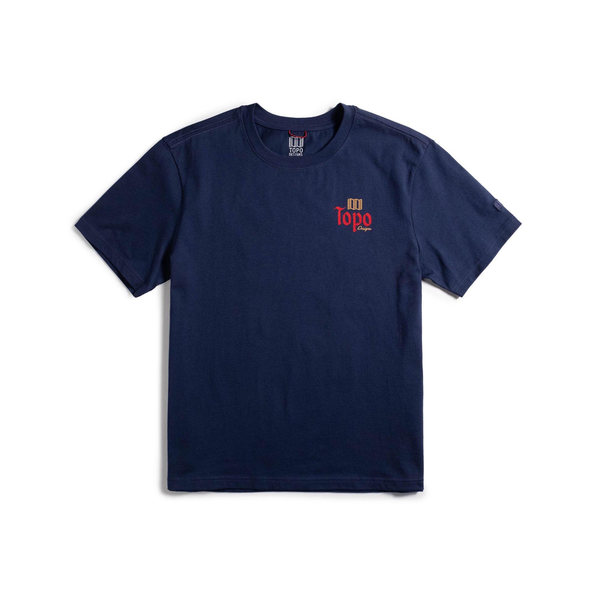 Front flat lay white background image of Topo Designs Draft Tee - Men's in "Midnight"