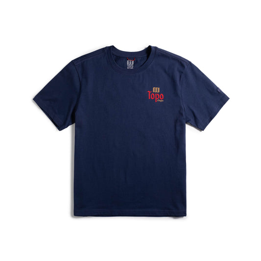 Front flat lay white background image of Topo Designs Draft Tee - Men's in "Midnight"