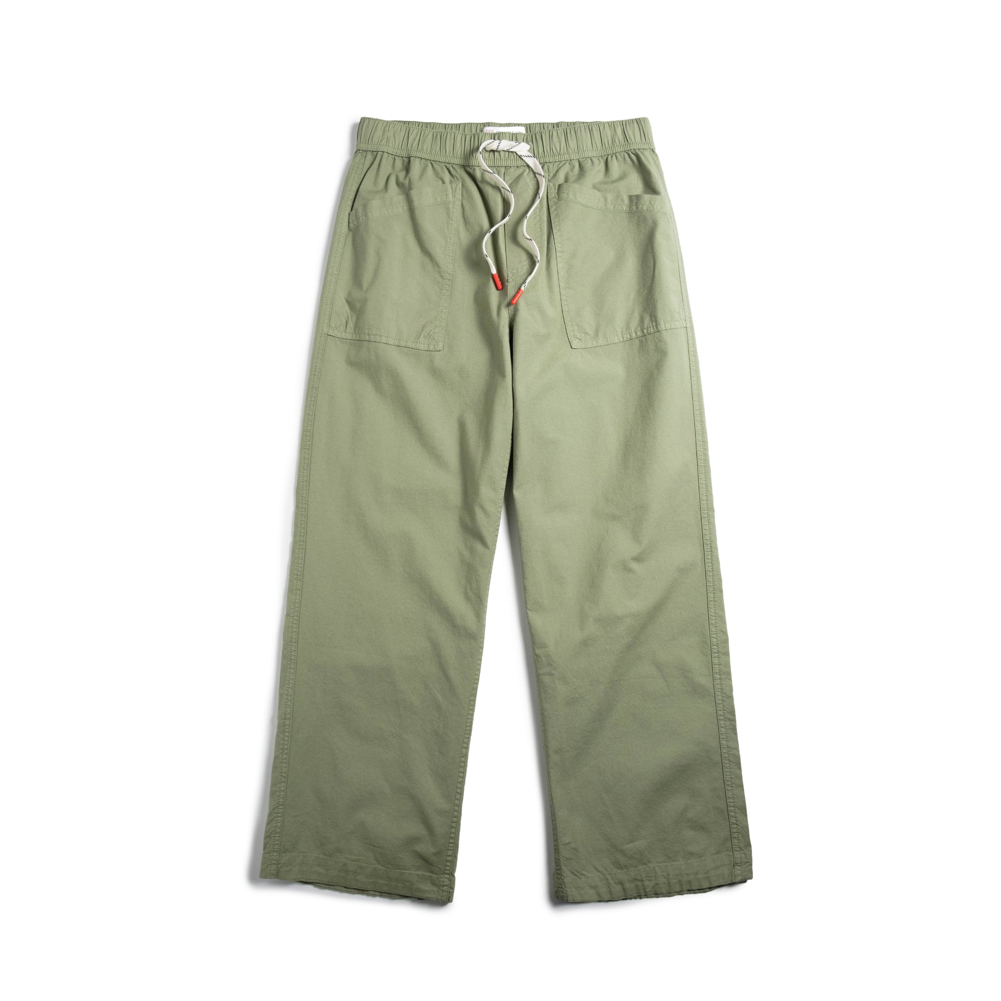 White background flat lay front image of Topo Designs Desert Wide Leg Pants - Women's in "Oil Green"