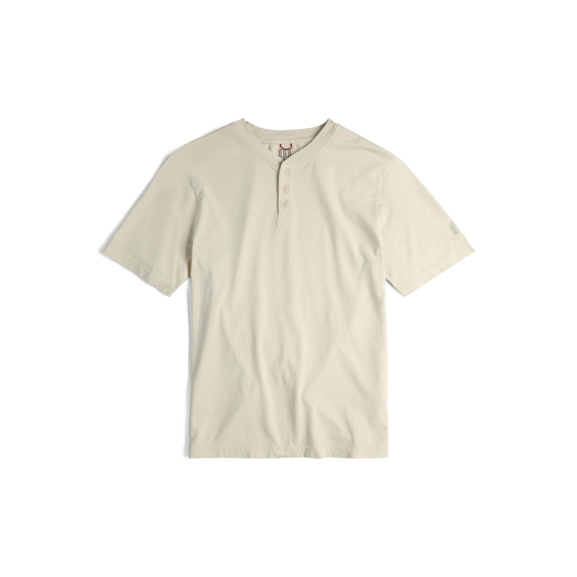 Front View of Topo Designs Dirt Henley Short Sleeve - Men's in "Bone White"