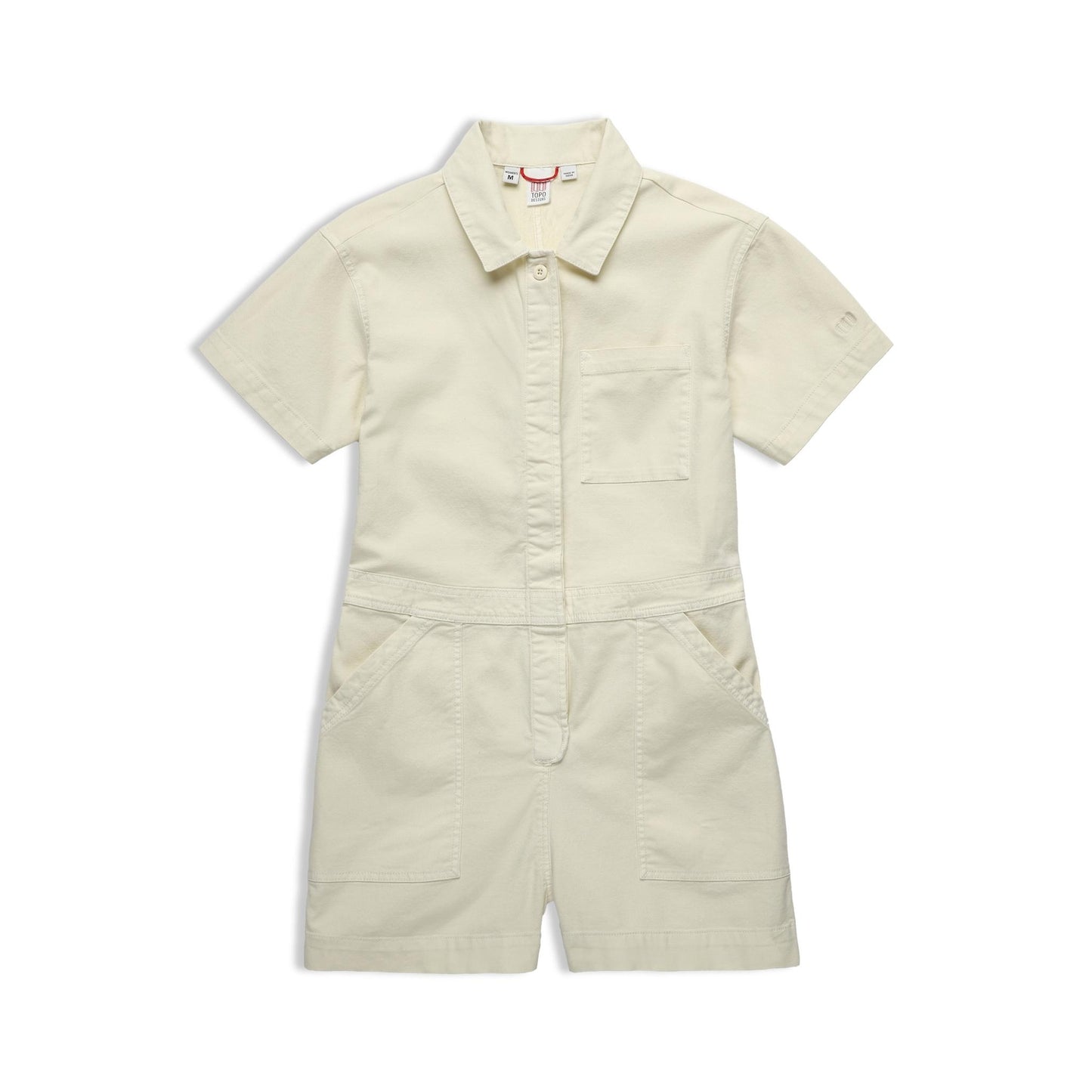 Front View of Topo Designs Dirt Romper - Women's in "Bone White"