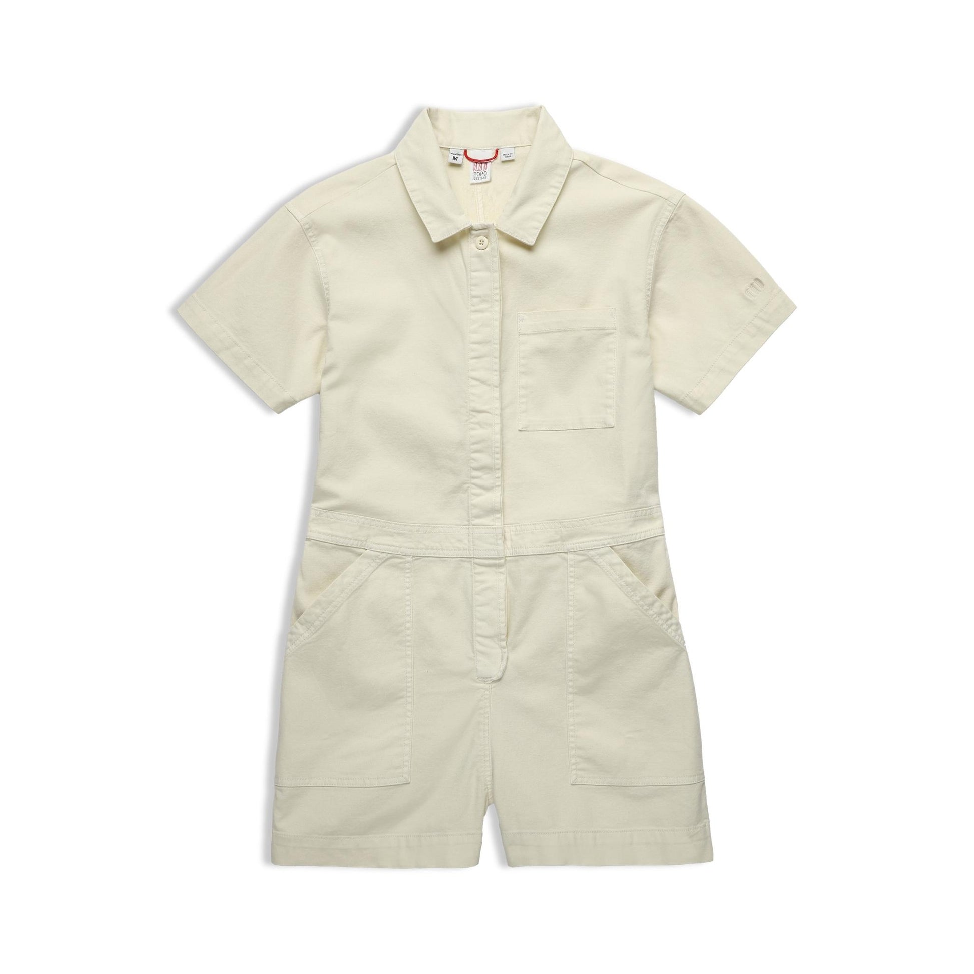 Front View of Topo Designs Dirt Romper - Women's in "Bone White"